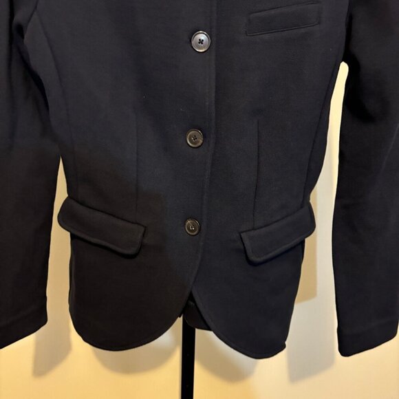 Banana Republic Pique Military Navy Knit Band Collar Blazer Jacket - Picture 7 of 14